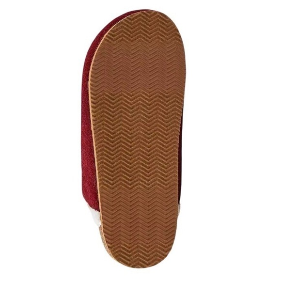 Lands' End nwt size 7 Dog Embroidered Slippers Burgundy Multi Sherpa Lined Clog - Picture 3 of 4